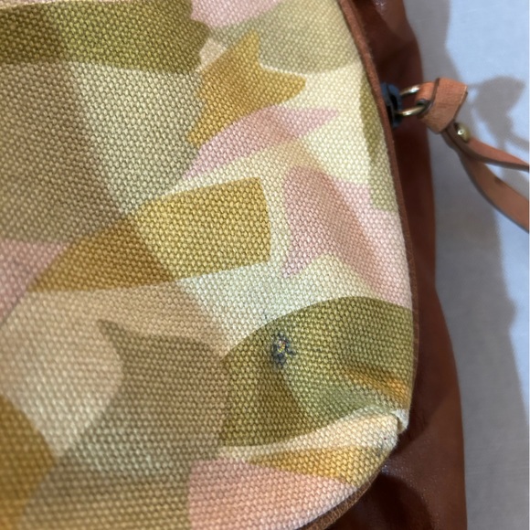 Fossil Boho Shoulder Purse Canvas Camouflage Brown Leather - Picture 5 of 13